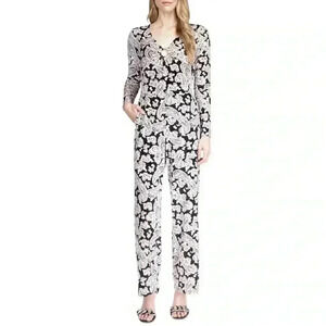 Michael Kors Women's Paisley Print Velvet Jumpsuit White Size S